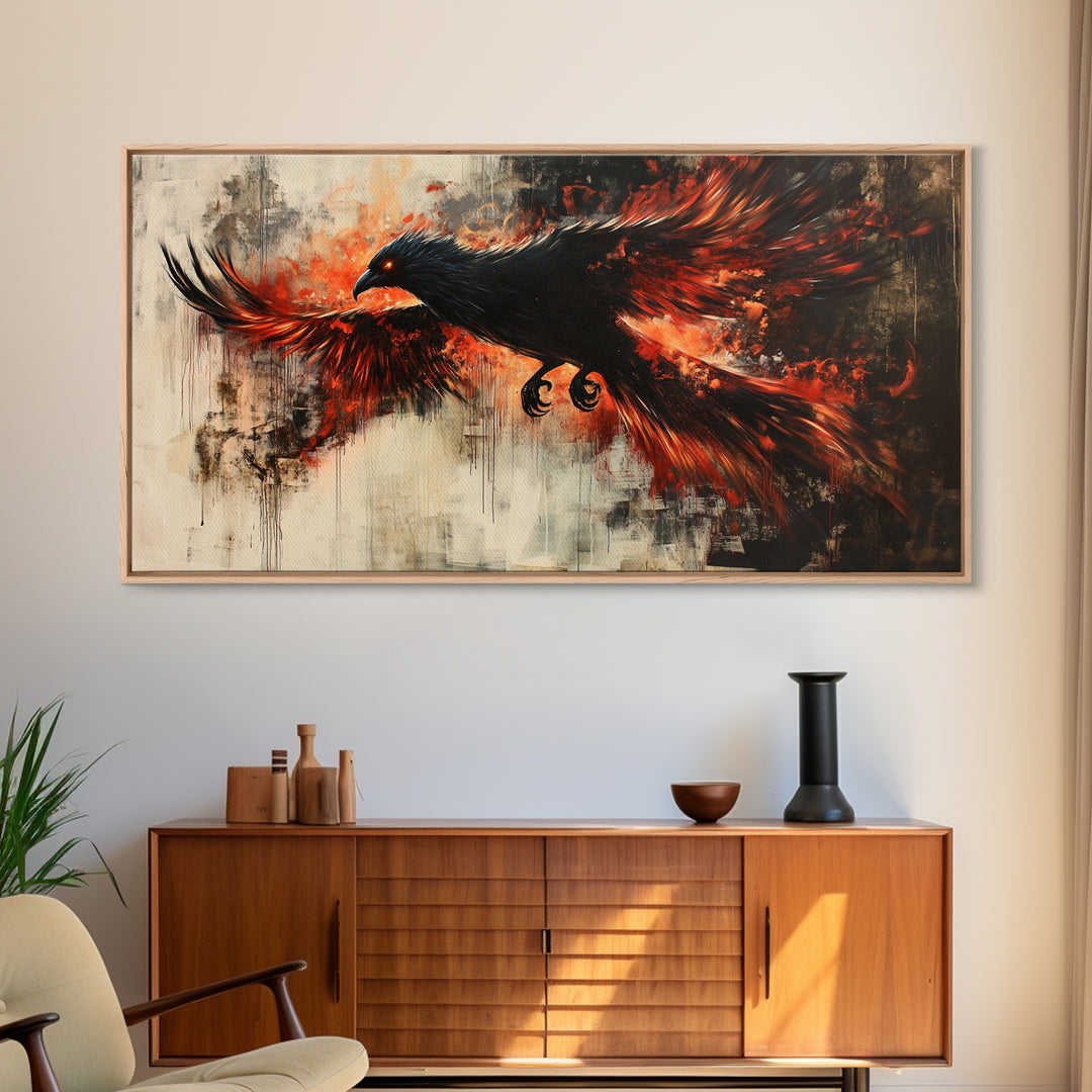 Black Phoenix Graffiti Art - Framed Canvas Print - Phoenix Painting - Phoenix Art - Phoenix Decor - Metal Phoenix Wall Art