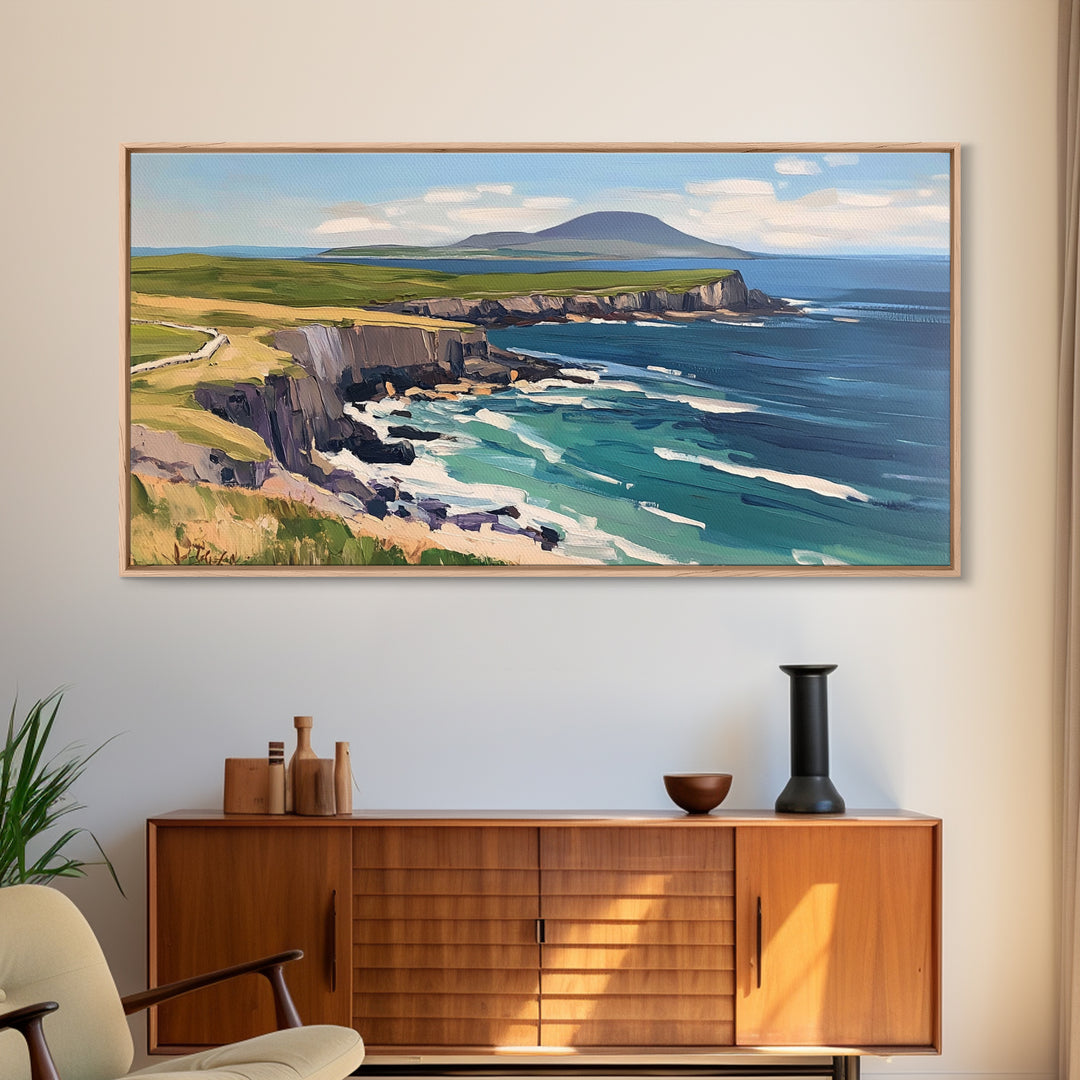 Abstract Ireland Landscape Painting Print | Cliffs of Moher | Ready To Hang | Framed or Unframed Landscape Painting | Original Wall Art