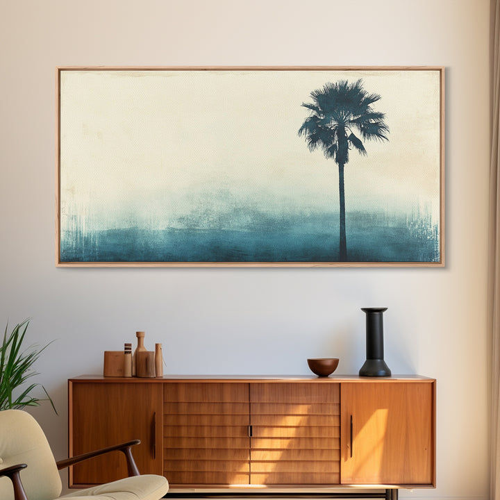 Abstract Palm Tree Nautical Oil Painting Canvas Print Ready To Hang