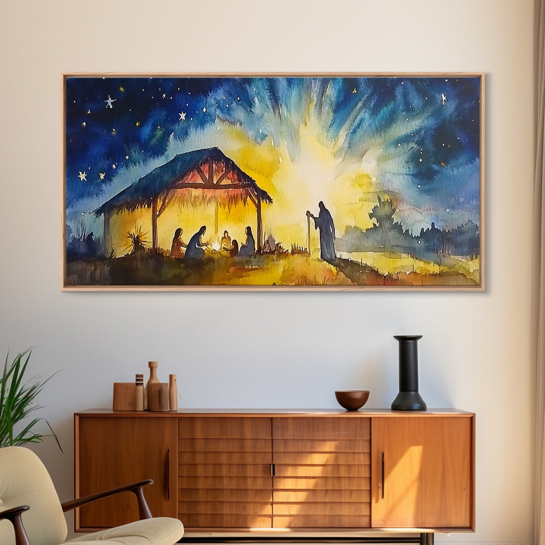 Christmas Wall Art Framed Canvas Print - Nativity Painting - Nativity Decor - Christian Wall Art - Jesus Art - Jesus Painting