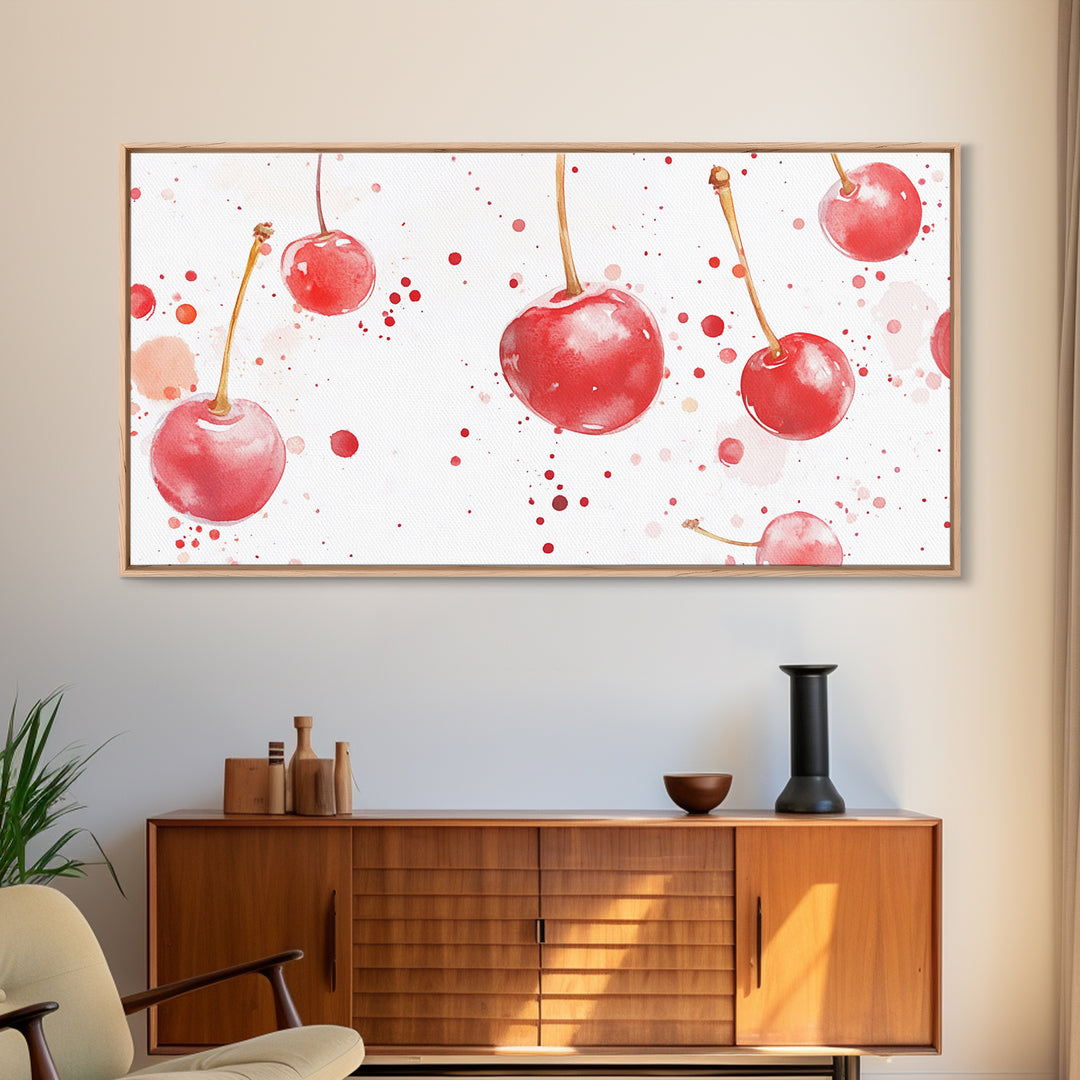Cherry Painting Canvas Print - Kitchen Wall Art - Kitchen Decor - Cherry Wall Art - Kitsch Decor - Eclectic Home Decor