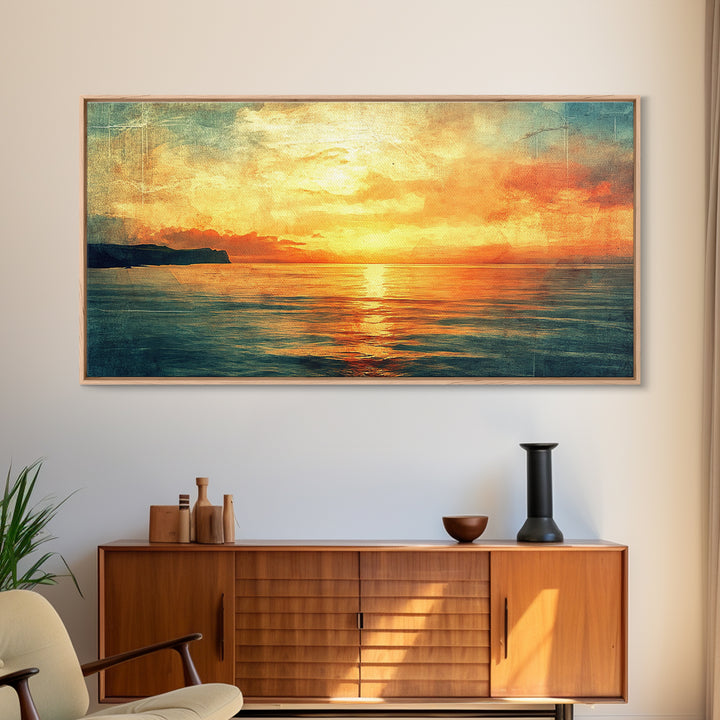 Nautical Landscape Canvas Print, Ocean Art, Wood Framed Canvas, Ocean Home Decor, Seascape Painting, Nautical Nursery Decor