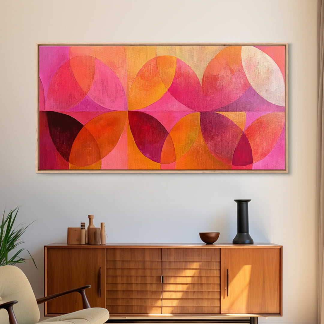 Abstract Geometric Wall Art, Pink Shapes, Preppy Dorm Room Wall Art, Wall Art For Girl's Room or Dorm