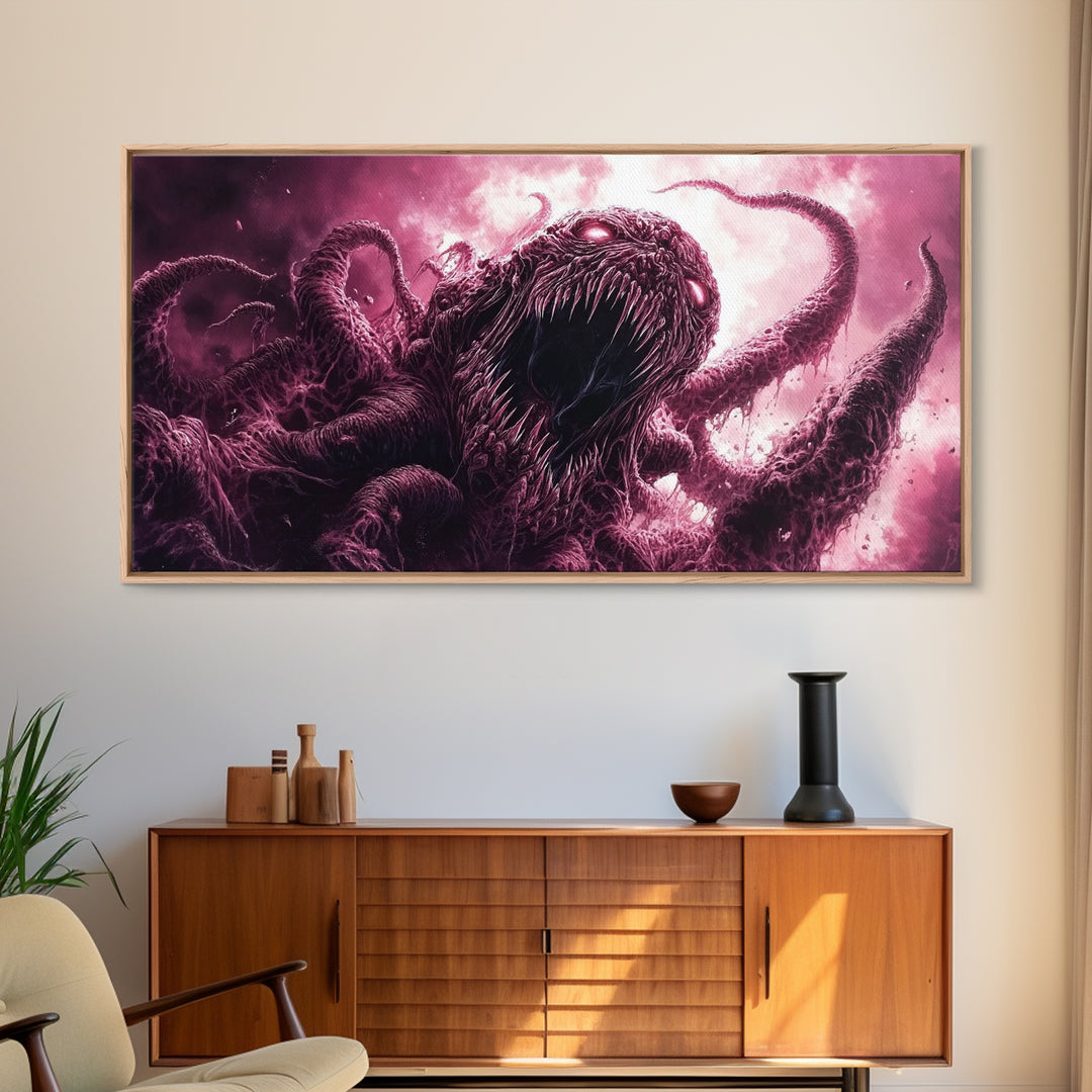 Cosmic Horror Wall Art Framed Canvas Print, Halloween Decor