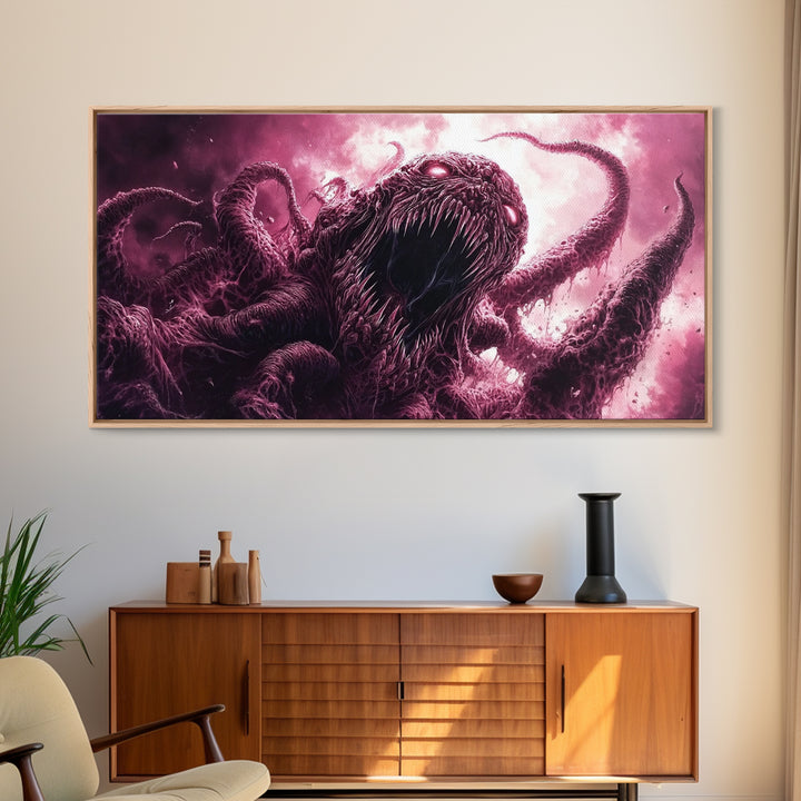 Cosmic Horror Wall Art Framed Canvas Print, Halloween Decor