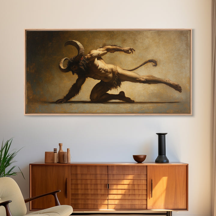 Canvas Print of Satyr, Victorian Gothic Wall Art, Satyr Painting Original, Satyr Oil Painting, Goth Decor, Spooky Wall Art