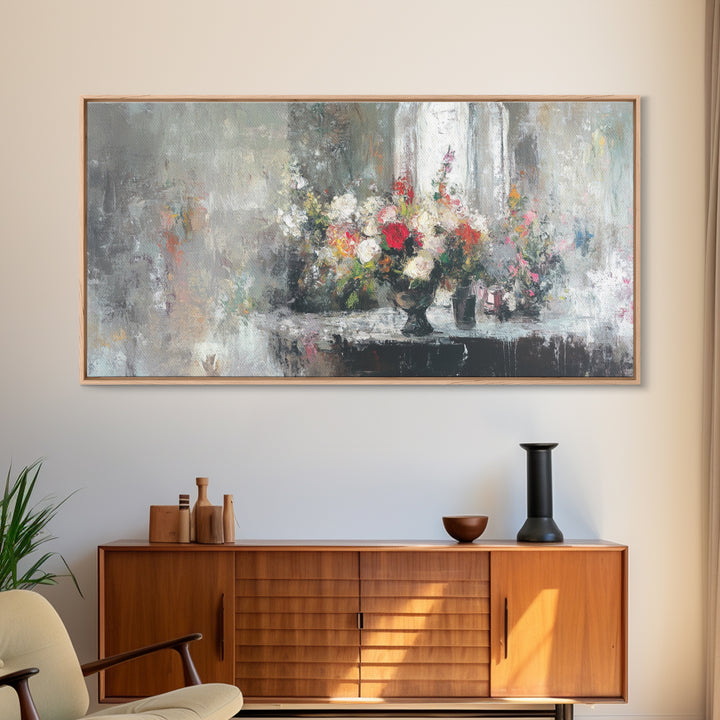 Canvas Print Oil Painting Still Life of Flowers, Wood Framed Art, Whimsical Home Decor, Floral Oil Painting, Flower Painting, Still Life Art