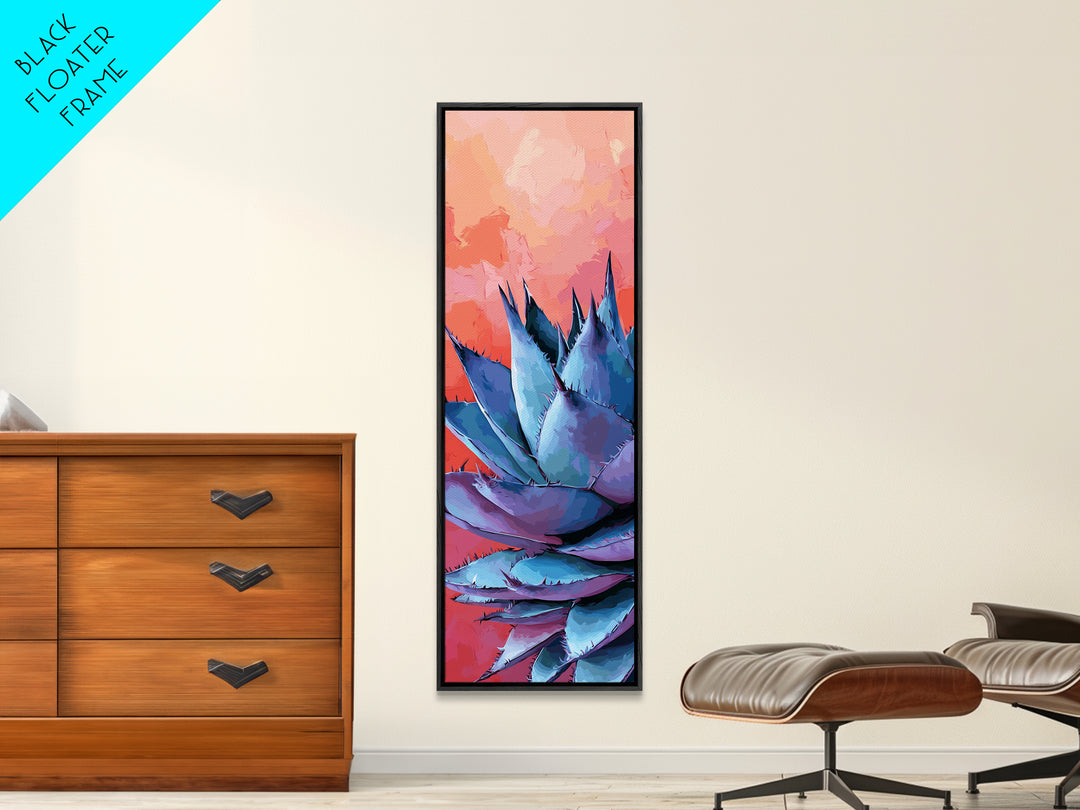 Blue Agave at Sunset Canvas Print Pink Orange Wall Art Coastal Decor Desert Botanical Prints Boho Art Bedroom Decor