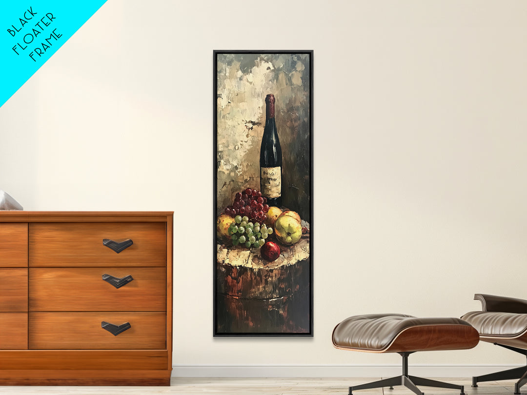 Retro Wine Cellar Wall Art, Long Narrow Wall Art, Tall Skinny Art, Wine Oil Painting Still Life, Tall Narrow Wall Art, Tall Skinny Home Decor