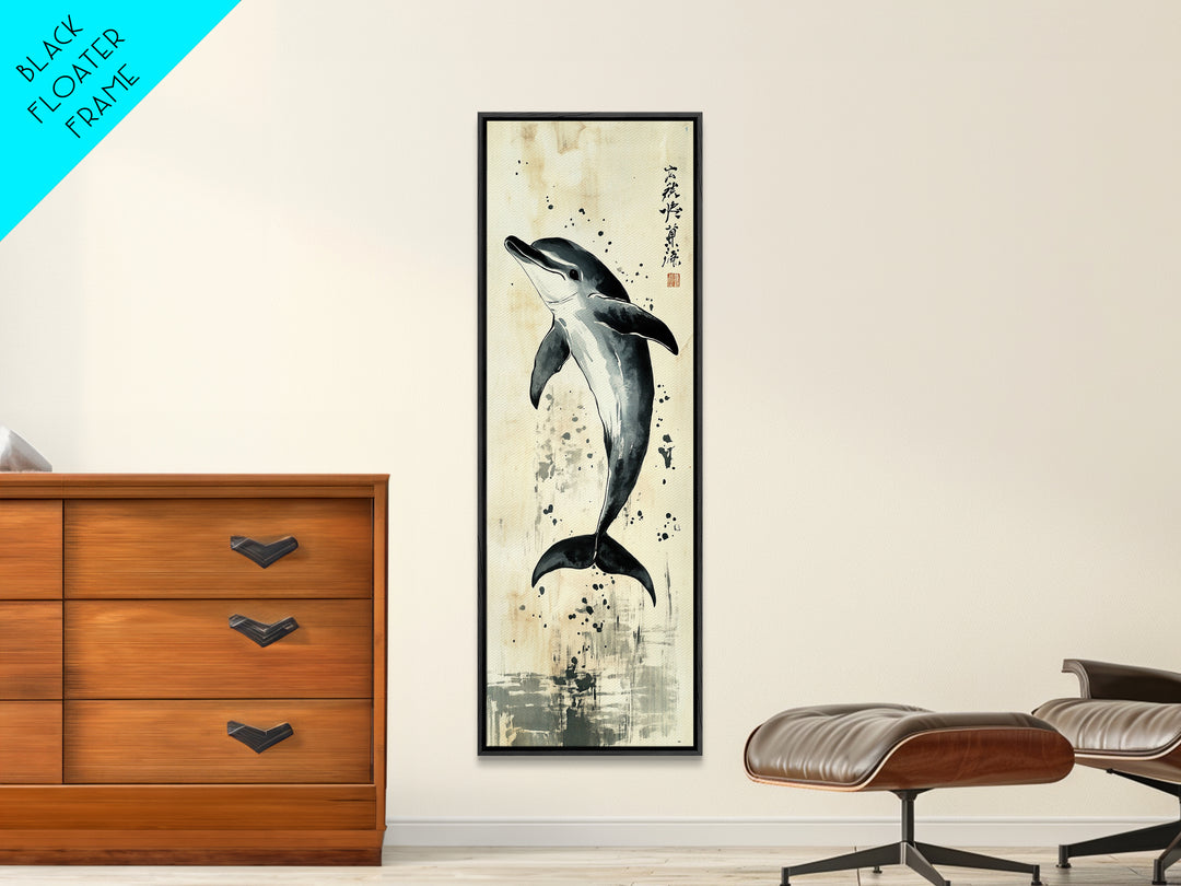 Canvas Print Dolphin Painting Coastal Nautical Wall Art with Splash Effect, Living Room Above Sofa Art, Bedroom Decor, Coastal Art Print