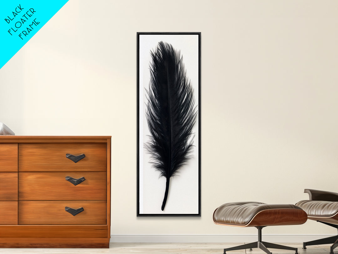 Abstract Black Feather Painting Print, Tall Skinny Art, Retro Home Decor, Abstract Art, Narrow Tall Wall Art, Feather Art, Farmhouse Art