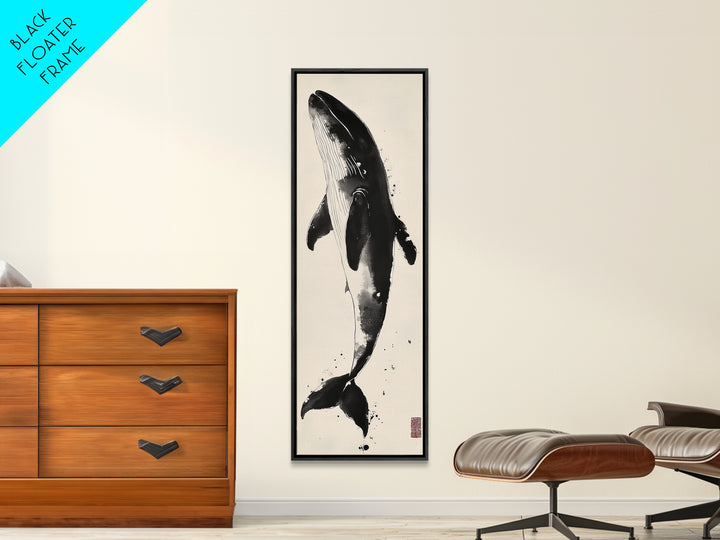 Majestic Humpback Whale in Striking Monochrome Ink Style – Sophisticated Canvas Print for Marine Life Enthusiasts and Nautical Wall Decor