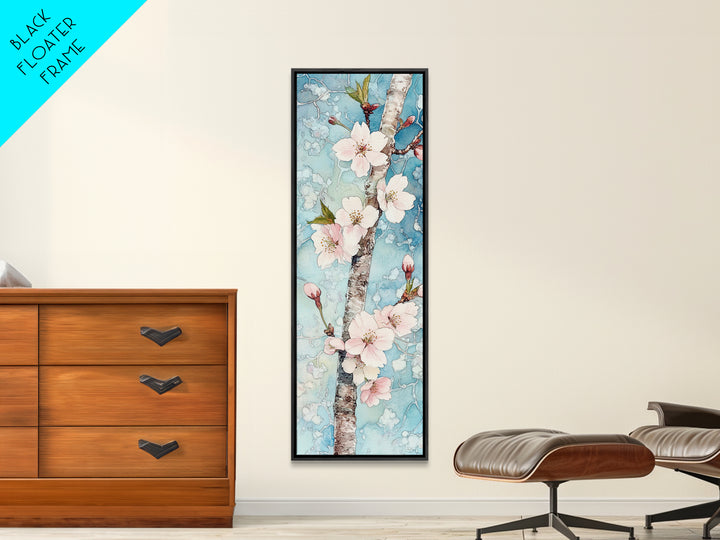 Blossoming Sakura Tree Branch Artwork - Framed Canvas Print for Japanese Wall Art, Cherry Blossom Decor, Pink Floral Art, Botanical Wall Print