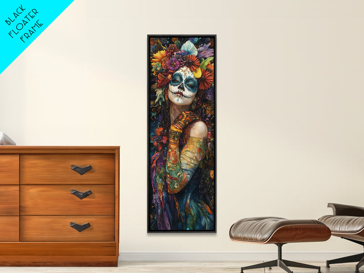 Chicano Art, Day Of The Dead Wall Art Print, Canvas Print, Mexicano Wall Art, Tall Skinny Narrow Wall Art, Mexican Art