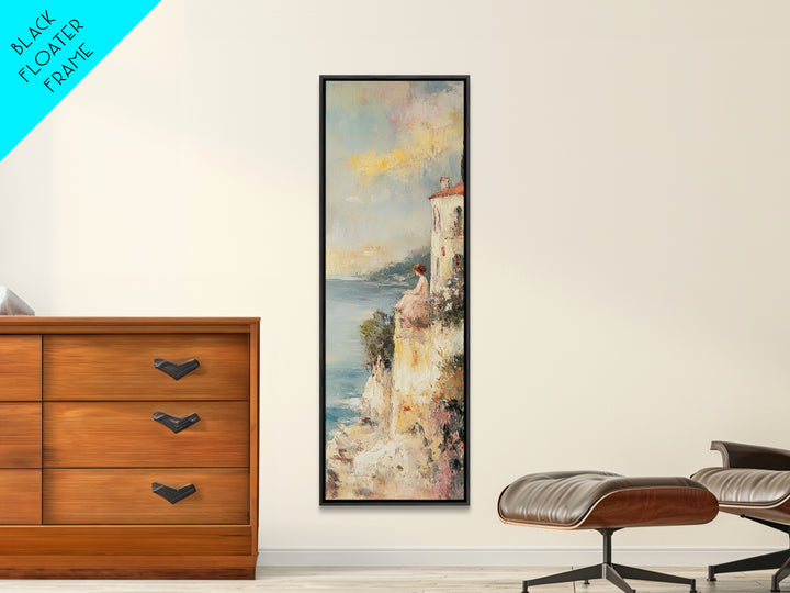 Abstract Oil Painting Print Of a Woman Overlooking the Coast, Victorian Oil Painting, Nautical Seascape Painting, Wall Decor for Girls