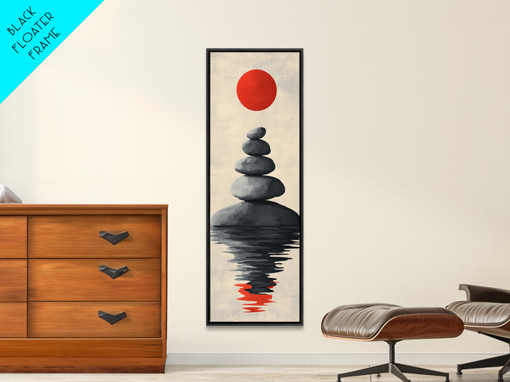 Canvas Print of Zen Art with Stacked Stones, Japanese Inspired, Minimalist Wall Art, Meditative Decor, Above Couch Art, Zen Wall Art, Peaceful Vibe