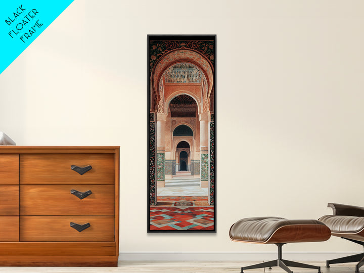 Canvas Print of Moroccan Architecture Art with Mosaic Tiles, Vintage Wall Art, Rustic Decor, Tall Skinny Art, Above Sofa Art, Guest Room Art