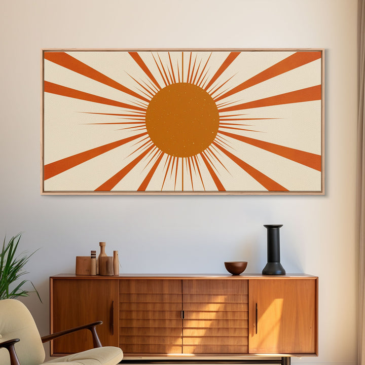 Art Deco Sun Burst Wall Art, Framed Canvas Print or Poster, Retro / Vintage Wall Decor, Modern Art, Sun Abstract Art MCM Midcentury Modern