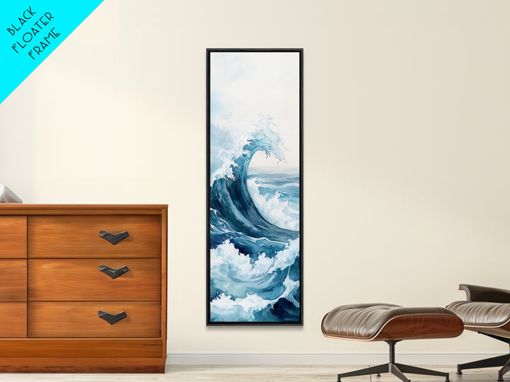Ocean Wave Art Framed Canvas Print Coastal Decor Nautical Wall Art Blue Abstract Art Minimalist Art Above Bed Wall Art Gift