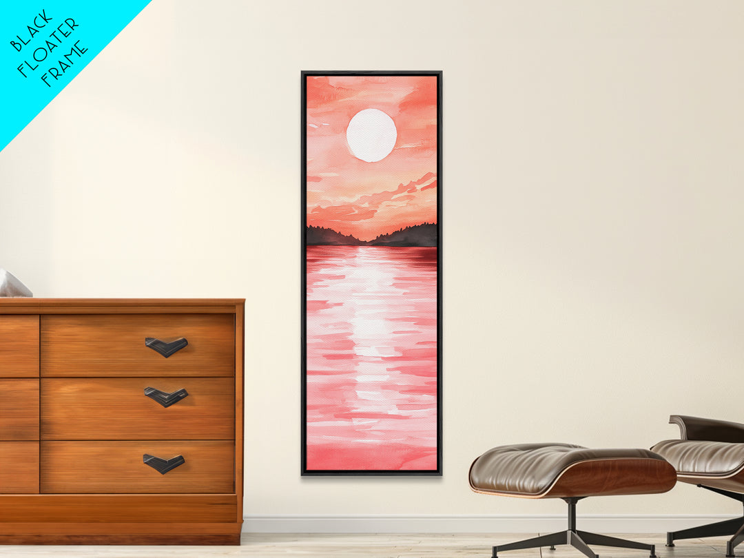 Sunset Canvas Print Coastal Landscape Art Rustic Decor Horizontal Wall Art Bedroom Gift Idea Light Pink Aesthetic Nature Painting