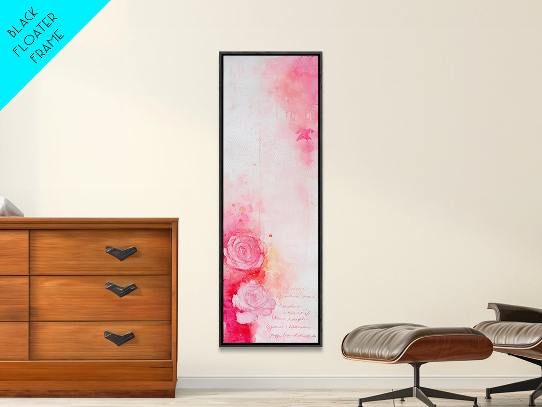 Rose Painting Framed Canvas Print Romantic Pink Art Light Abstract Wall Art Above Couch Art Gift Idea Living Room Wabi Sabi Decor