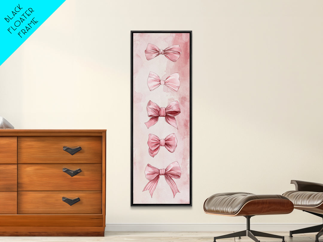 Bow Illustration Canvas Print Pink Whimsical Art Light Abstract Wall Art Vertical Art Feminine Gift Idea Bedroom Rustic Dorm Decor