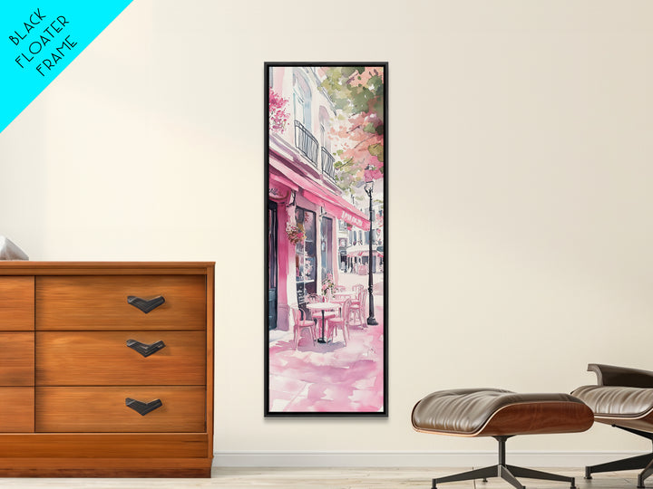 Pink Café Canvas Print Romantic French Bistro Painting Coastal Cowgirl Wall Art Above Bed Art Guest Room Gift Living Room Rustic Decor