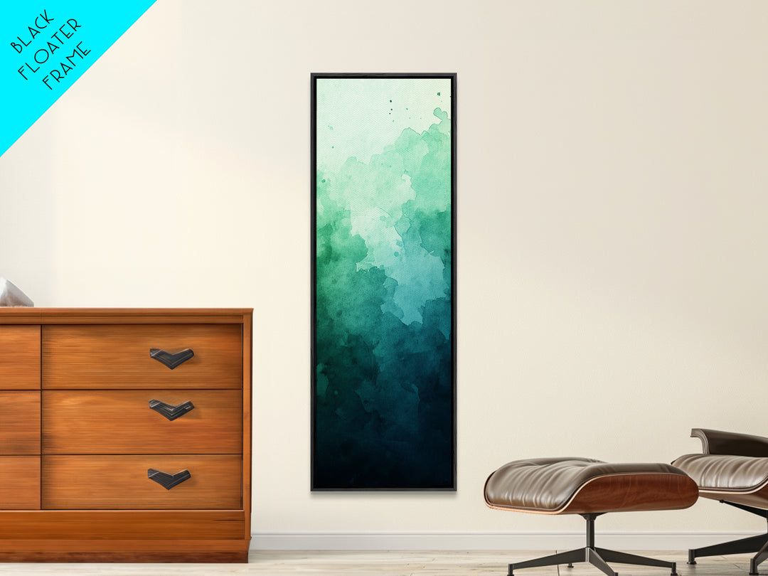 Deep Gradient Watercolor Canvas Print in Green and Teal, Sage Green Wall Art, Moody Art, Vertical Wall Art, Living Room Art, Gift Idea