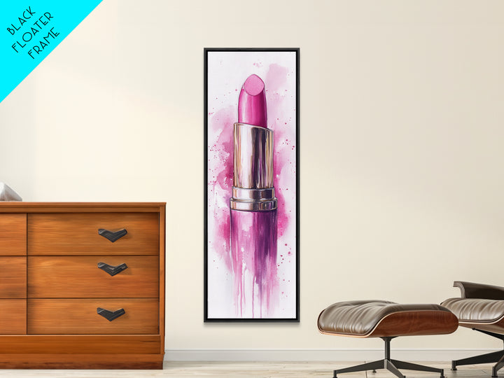 Bold Pink Lipstick Framed Canvas Print Feminine Modern Wall Art Beauty Decor Moody Pink Abstract Painting Bedroom Art Gift Idea