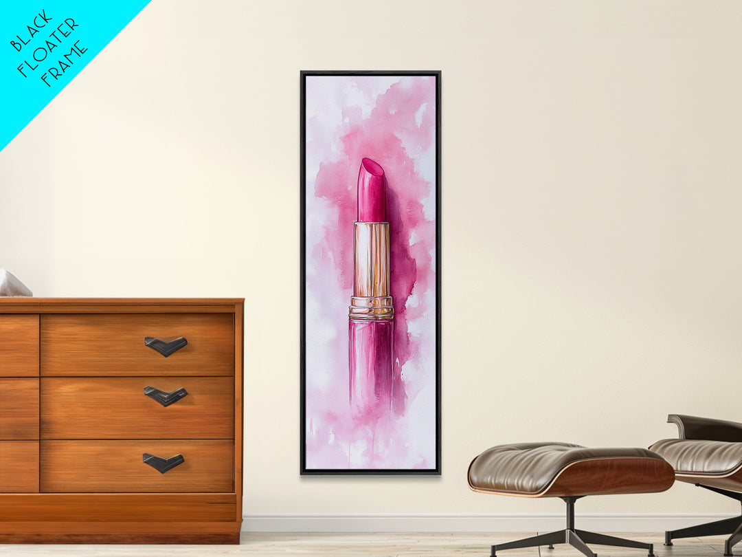 Classic Pink Lipstick Canvas Print Feminine Wall Art Makeup Lover Gift Light Pink Rustic Decor Vertical Artwork Girly Aesthetic