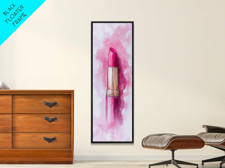 Classic Pink Lipstick Canvas Print Feminine Wall Art Makeup Lover Gift Light Pink Rustic Decor Vertical Artwork Girly Aesthetic