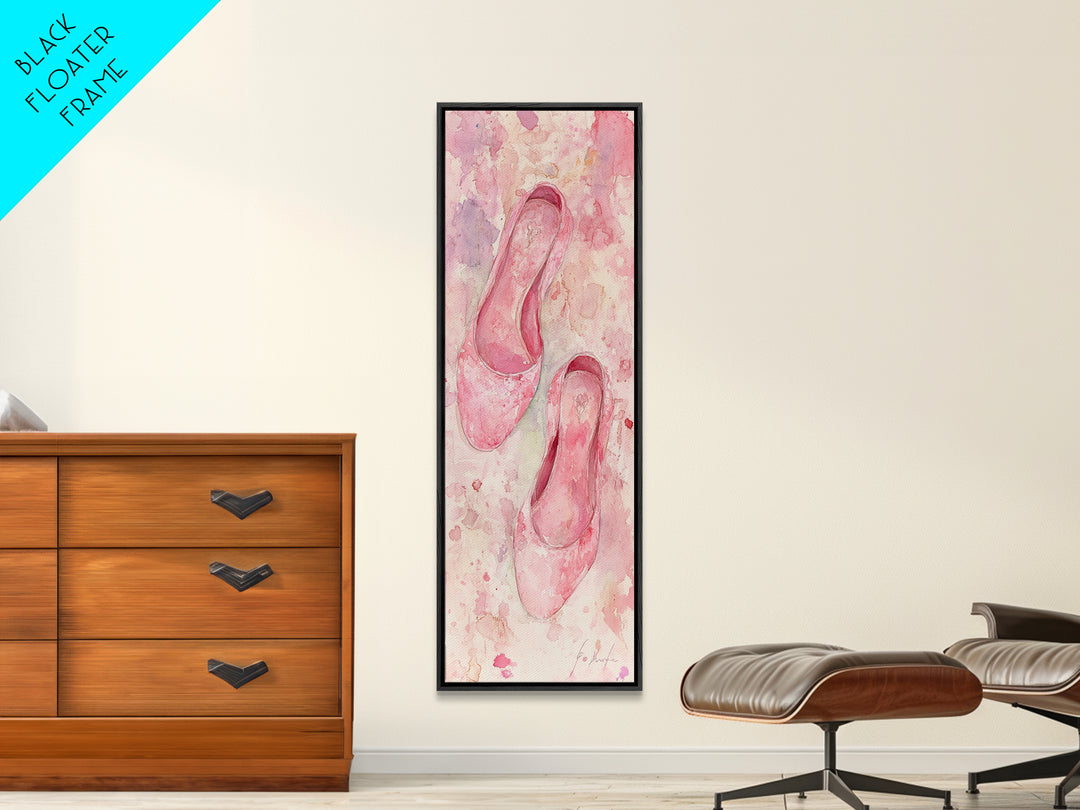 Ballet Flats Pink Abstract Canvas Print, Light Pink Wall Art, Whimsical Rustic Decor, Minimalist Living Room Art, Above Bed Artwork