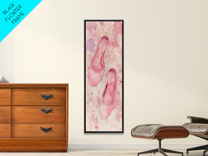 Ballet Flats Pink Abstract Canvas Print, Light Pink Wall Art, Whimsical Rustic Decor, Minimalist Living Room Art, Above Bed Artwork