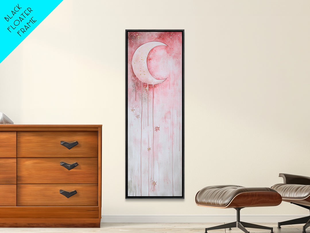 Crescent Moon Illustration Canvas Print Wabi Sabi Art Minimalist Bedroom Artwork Moon Oil Painting Rustic Fall Wall Decor Gift