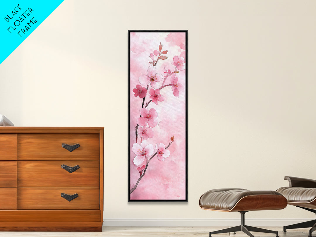 Delicate Cherry Blossom Framed Canvas Print Featuring Japanese-Inspired Botanical Prints for Bedroom or Living Room Wall Art