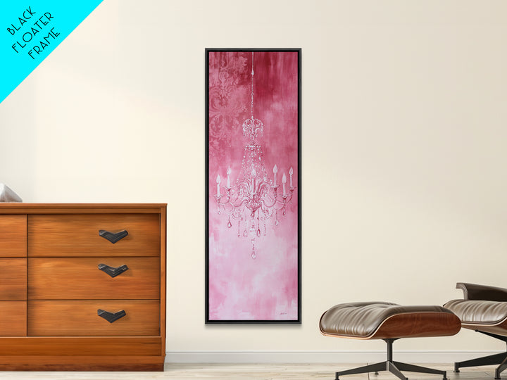 Crystal Chandelier Framed Canvas Print in Pink Abstract Art Perfect Above Sofa or Guest Room Art with Rustic and Glam Style