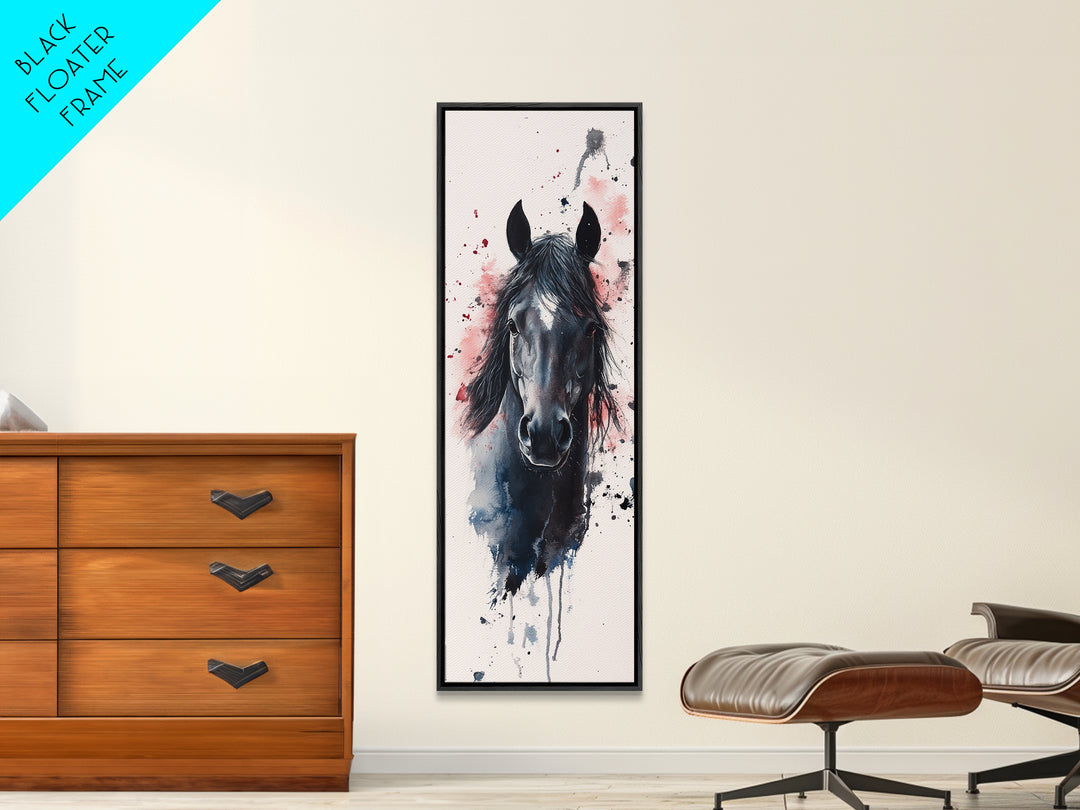 Black Horse Portrait Canvas Print Rustic Farmhouse Art Horse Wall Art Tall Skinny Art Vertical Rustic Living Room Wall Decor