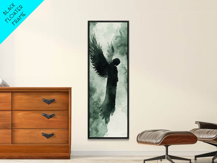 Dark Angel Silhouette Canvas Print Angel Art Prints Dark Angels Wall Art Moody Art Gothic Living Room Art Vertical Wall Decor