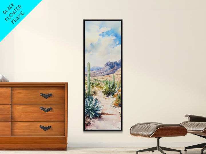 Desert Landscape Framed Canvas Print, Southwest Rustic Wall Art, Cactus Painting, Farmhouse Living Room Decor, Gift Idea for Him