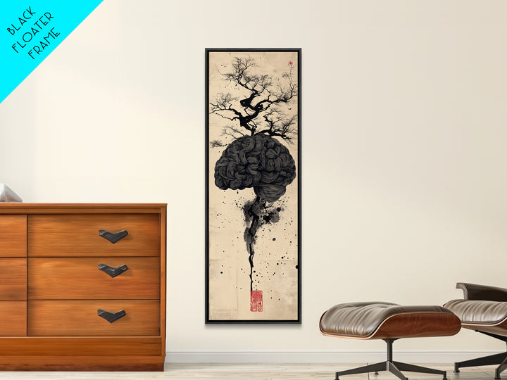 Canvas Print Sacred Geometry Brain Art, Vertical Wabi Sabi Minimalist Decor, Original Therapy Wall Art, Gift Idea for Bedroom