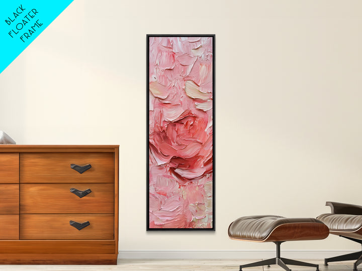 Abstract Pink Rose Textured Canvas Print, Light Pink Botanical Wall Art, Rose Painting Bedroom Art, Minimalist Floral Artwork