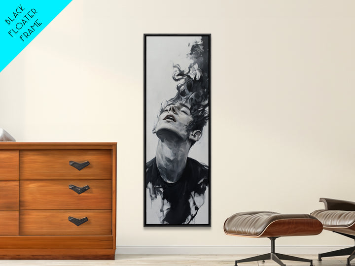 Dark Smoke Wall Art Framed Canvas Print Gothic Fantasy Decor Moody Painting Vertical Art Gift Idea Gothic Art Print