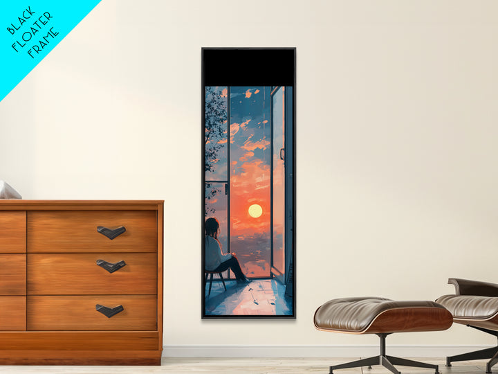 Serene Sunset Reflection Framed Canvas Print Moody Art Bedroom or Living Room Coastal Decor Horizontal Wall Painting Piece