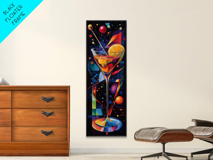 Vibrant Cocktail Glass Framed Canvas Print | Espresso Martini Wall Art | Whimsical Art | Living Room Art | Modern Decor | Kitchen Artwork