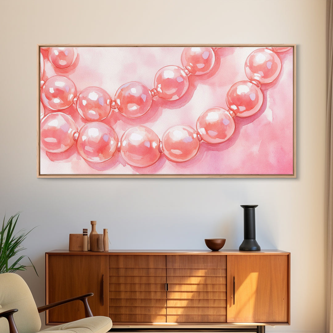 Blush Pearl Art Canvas Print Featuring Pearl Painting and Light Pink Wall Art Minimalist Art Gift Idea Guest Room Rustic Wall Decor