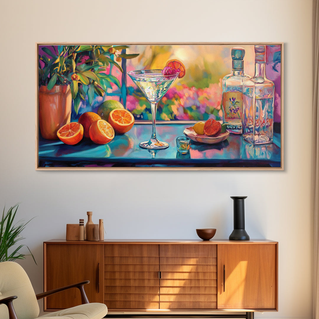 Citrus Cocktail Canvas Print Bright Bar Wall Art Vibrant Foodie Home Decor Kitchen Gift Idea Tropical Drinks Modern Party Art Unique