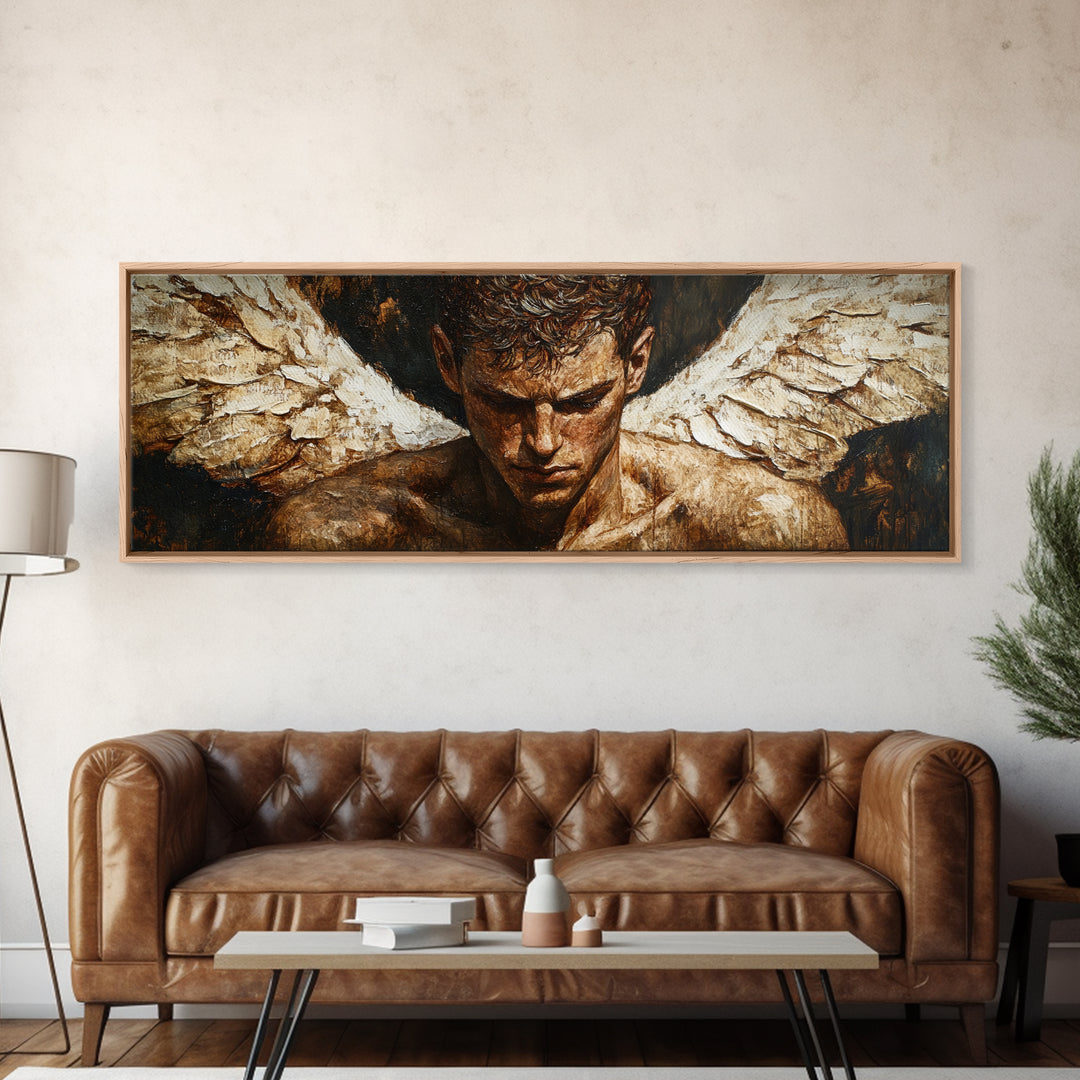 Brooding Angel Canvas Print Dark Romance Painting Moody Art Gothic Wall Art Bedroom Serenity Modern Rustic Living Room Decor