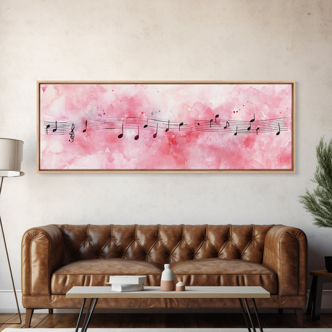 Musical Notes Canvas Print Artistic Sheet Music Wall Art Light Pink Abstract Artwork Rustic Wabi Sabi Art Living Room Decor Gift
