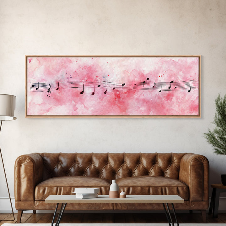 Musical Notes Canvas Print Artistic Sheet Music Wall Art Light Pink Abstract Artwork Rustic Wabi Sabi Art Living Room Decor Gift