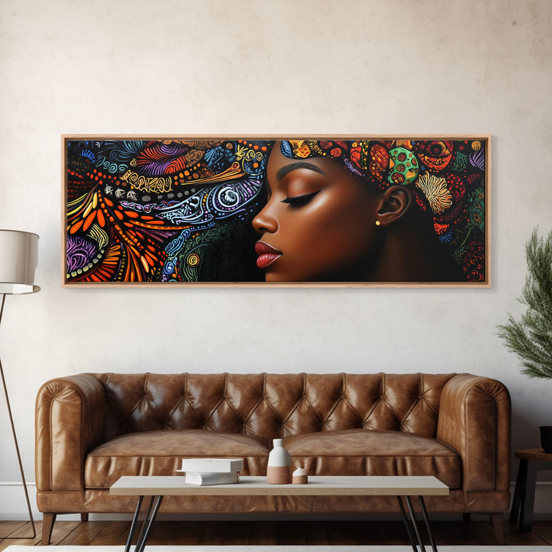 Afrocentric Framed Canvas Print Vibrant Tribal Art Decor Living Room Art Original Painting Gift Idea Bedroom Wall Art